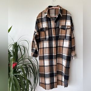 Long Plaid Flannel Coat